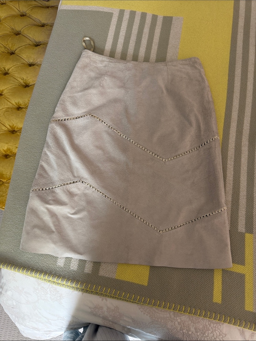 Express Light Taupe A-Line Suede Skirt